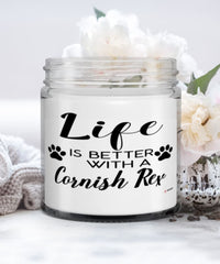 Funny Cornish Rex Cat Candle Life Is Better With A Cornish Rex 9oz Vanilla Scented Candles Soy Wax