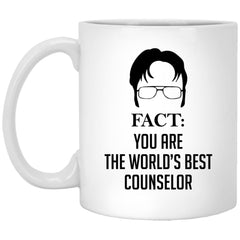 Funny Counselor Mug Gift Fact You Are The World's Best Counselor Coffee Cup 11oz White XP8434