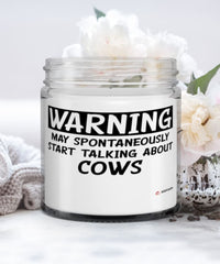 Funny Cow Candle Warning May Spontaneously Start Talking About Cows 9oz Vanilla Scented Candles Soy Wax