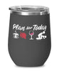 Funny Cricketer Wine Glass Adult Humor Plan For Today Cricket 12oz Stainless Steel Black