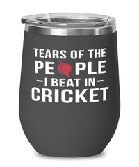 Funny Cricketer Wine Tumbler Tears Of The People I Beat In Cricket Stemless Wine Glass 12oz Stainless Steel