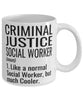 Funny Criminal Justice Social Worker Mug Like A Normal Social Worker But Much Cooler Coffee Cup 11oz 15oz White