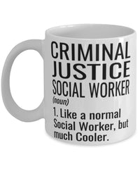 Funny Criminal Justice Social Worker Mug Like A Normal Social Worker But Much Cooler Coffee Cup 11oz 15oz White