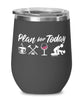 Funny Croquet Wine Glass Adult Humor Plan For Today Croquet 12oz Stainless Steel Black