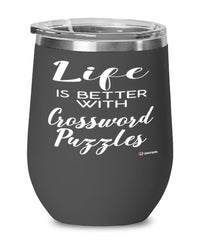 Funny Crossword Puzzles Wine Glass Life Is Better With Crossword Puzzles 12oz Stainless Steel Black