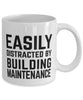 Funny Custodian Mug Easily Distracted By Building Maintenance Coffee Mug 11oz White
