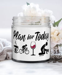 Funny Cyclist Candle Adult Humor Plan For Today Cycling Wine 9oz Vanilla Scented Candles Soy Wax