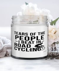 Funny Cyclist Candle Tears Of The People I Beat In Road Cycling 9oz Vanilla Scented Candles Soy Wax