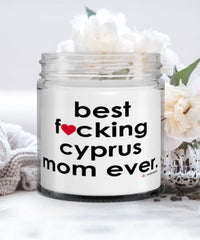 Funny Cyprus Cat Candle B3st F-cking Cyprus Mom Ever 9oz Vanilla Scented Candles Soy Wax