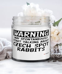 Funny Czech Spot Rabbit Candle Warning May Spontaneously Start Talking About Czech Spot Rabbits 9oz Vanilla Scented Candles Soy Wax