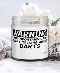 Funny Darts Candle Warning May Spontaneously Start Talking About Darts 9oz Vanilla Scented Candles Soy Wax