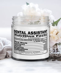 Funny Dental Assistant Candle Nutrition Facts 9oz Vanilla Scented Candles Soy Wax