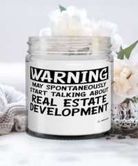 Funny Developer Candle Warning May Spontaneously Start Talking About Real Estate Development 9oz Vanilla Scented Candles Soy Wax