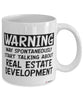 Funny Developer Mug Warning May Spontaneously Start Talking About Real Estate Development Coffee Cup White