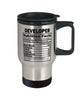 Funny Developer Nutrition Facts Travel Mug 14oz Stainless Steel