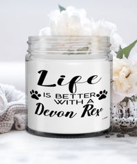 Funny Devon Rex Cat Candle Life Is Better With A Devon Rex 9oz Vanilla Scented Candles Soy Wax