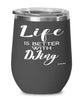 Funny DJ Wine Glass Life Is Better With Djing 12oz Stainless Steel Black