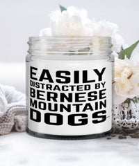 Funny Dog Candle Easily Distracted By Bernese Mountain Dogs 9oz Vanilla Scented Candles Soy Wax