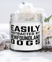 Funny Dog Candle Easily Distracted By Newfoundland Dogs 9oz Vanilla Scented Candles Soy Wax