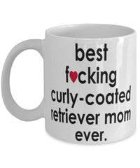 Funny Dog Mug B3st F-cking Curly-Coated Retriever Mom Ever Coffee Mug White