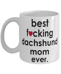 Funny Dog Mug B3st F-cking Dachshund Mom Ever Coffee Mug White