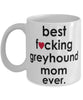 Funny Dog Mug B3st F-cking Greyhound Mom Ever Coffee Mug White