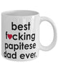 Funny Dog Mug B3st F-cking Papitese Dad Ever Coffee Cup White