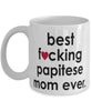 Funny Dog Mug B3st F-cking Papitese Mom Ever Coffee Cup White
