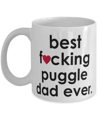 Funny Dog Mug B3st F-cking Puggle Dad Ever Coffee Cup White