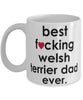 Funny Dog Mug B3st F-cking Welsh Terrier Dad Ever Coffee Cup White