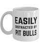 Funny Dog Mug Easily Distracted By Pit Bulls Coffee Mug 11oz White
