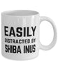 Funny Dog Mug Easily Distracted By Shiba Inus Coffee Mug 11oz White