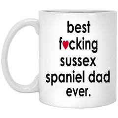 Funny Dog Mug Gift Best F-cking Sussex Spaniel Dad Ever Coffee Cup 11oz White XP8434