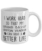 Funny Dog Mug I Work Hard So That My Grand Basset Griffon Vendeen Can Have A Better Life Coffee Mug 11oz White