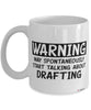 Funny Drafter Mug Warning May Spontaneously Start Talking About Technical Drawings Coffee Cup White