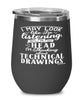 Funny Drafter Wine Glass I May Look Like I'm Listening But In My Head I'm Thinking About Technical Drawings 12oz Stainless Steel Black