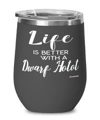 Funny Dwarf Hotot Rabbit Wine Glass Life Is Better With A Dwarf Hotot 12oz Stainless Steel Black