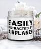 Funny Easily Distracted By Airplanes 9oz Vanilla Scented Candles Soy Wax