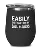 Funny Easily Distracted By Ball And Jacks Stemless Wine Glass 12oz Stainless Steel