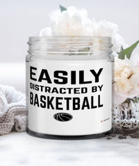 Funny Easily Distracted By Basketball 9oz Vanilla Scented Candles Soy Wax