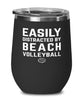 Funny Easily Distracted By Beach Volleyball Stemless Wine Glass 12oz Stainless Steel