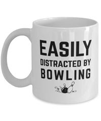 Funny Easily Distracted By Bowling Coffee Mug 11oz White