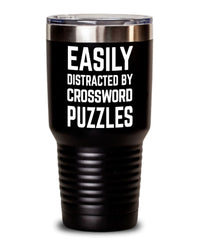 Funny Easily Distracted By Crossword Puzzles Tumbler 20oz 30oz Stainless Steel