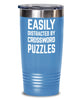 Funny Easily Distracted By Crossword Puzzles Tumbler 20oz 30oz Stainless Steel