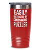 Funny Easily Distracted By Crossword Puzzles Tumbler 20oz 30oz Stainless Steel