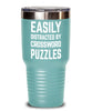 Funny Easily Distracted By Crossword Puzzles Tumbler 20oz 30oz Stainless Steel