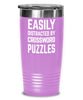 Funny Easily Distracted By Crossword Puzzles Tumbler 20oz 30oz Stainless Steel