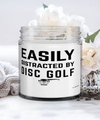 Funny Easily Distracted By Disc Golf 9oz Vanilla Scented Candles Soy Wax