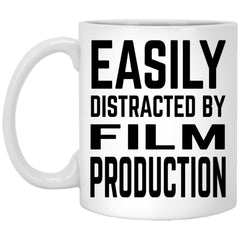 Funny Film Production Mug Easily Distracted By Film Production Coffee Cup 11oz White XP8434