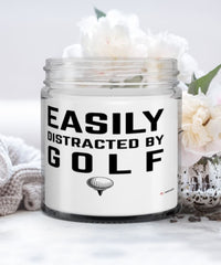 Funny Easily Distracted By Golf 9oz Vanilla Scented Candles Soy Wax